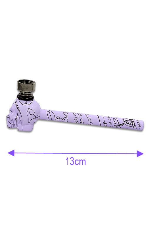 Totenkopf Glaspfeife mit Metallkopf